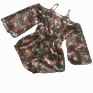 Audrey3+1 cute floral print cold shoulder romper